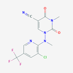 molecular formula C13H9ClF3N5O2 B3035657 1-[[3-Chloro-5-(trifluoromethyl)pyridin-2-yl]-methylamino]-3-methyl-2,4-dioxopyrimidine-5-carbonitrile CAS No. 338399-48-7
