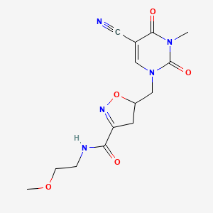 5-[(5-cyano-3-methyl-2,4-dioxopyrimidin-1-yl)methyl]-N-(2-methoxyethyl)-4,5-dihydro-1,2-oxazole-3-carboxamide