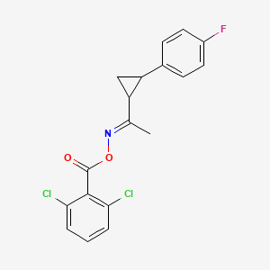molecular formula C18H14Cl2FNO2 B3035666 1,3-Dichloro-2-{[({1-[2-(4-fluorophenyl)cyclopropyl]ethylidene}amino)oxy]carbonyl}benzene CAS No. 338401-26-6