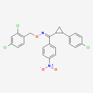 molecular formula C23H17Cl3N2O3 B3035669 [2-(4-chlorophenyl)cyclopropyl](4-nitrophenyl)methanone O-(2,4-dichlorobenzyl)oxime CAS No. 338401-35-7