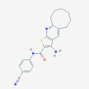 molecular formula C21H20N4OS B303567 3-amino-N-(4-cyanophenyl)-5,6,7,8,9,10-hexahydrocycloocta[b]thieno[3,2-e]pyridine-2-carboxamide 