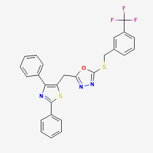 5-[(2,4-Diphenyl-1,3-thiazol-5-yl)methyl]-1,3,4-oxadiazol-2-yl 3-(trifluoromethyl)benzyl sulfide