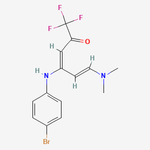 molecular formula C14H14BrF3N2O B3035672 4-(4-溴苯胺基)-6-(二甲氨基)-1,1,1-三氟-3,5-己二烯-2-酮 CAS No. 338401-89-1