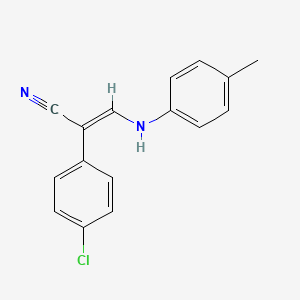 molecular formula C16H13ClN2 B3035677 (E)-2-(4-chlorophenyl)-3-(4-methylanilino)prop-2-enenitrile CAS No. 338402-87-2