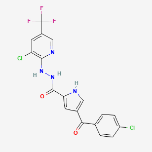 molecular formula C18H11Cl2F3N4O2 B3035680 4-(4-氯苯甲酰基)-N'-[3-氯-5-(三氟甲基)-2-吡啶基]-1H-吡咯-2-甲酰肼 CAS No. 338403-47-7