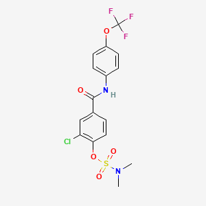 molecular formula C16H14ClF3N2O5S B3035682 2-氯-4-{[4-(三氟甲氧基)苯胺基]羰基}苯基-N,N-二甲基氨基磺酸盐 CAS No. 338405-98-4