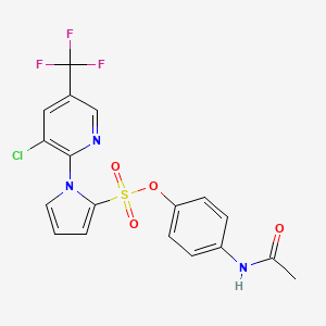molecular formula C18H13ClF3N3O4S B3035692 4-(acetylamino)phenyl 1-[3-chloro-5-(trifluoromethyl)-2-pyridinyl]-1H-pyrrole-2-sulfonate CAS No. 338406-90-9