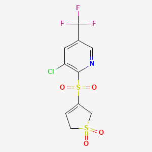 molecular formula C10H7ClF3NO4S2 B3035694 3-[3-Chloro-5-(trifluoromethyl)pyridin-2-yl]sulfonyl-2,5-dihydrothiophene 1,1-dioxide CAS No. 338407-01-5