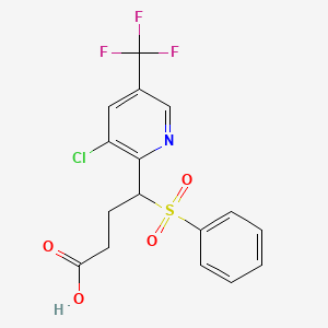 molecular formula C16H13ClF3NO4S B3035695 4-(苯磺酰基)-4-[3-氯-5-(三氟甲基)吡啶-2-基]丁酸 CAS No. 338407-19-5
