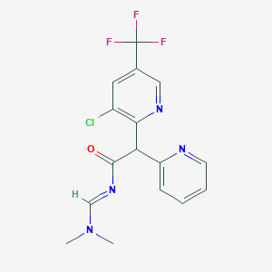 molecular formula C16H14ClF3N4O B3035698 2-[3-氯-5-(三氟甲基)-2-吡啶基]-N-[(二甲氨基)亚甲基]-2-(2-吡啶基)乙酰胺 CAS No. 338407-48-0