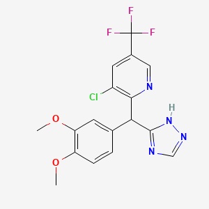 molecular formula C17H14ClF3N4O2 B3035701 3-氯-2-((3,4-二甲氧基苯基)(1H-1,2,4-三唑-3-基)甲基)-5-(三氟甲基)吡啶 CAS No. 338407-57-1