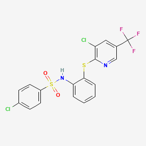 molecular formula C18H11Cl2F3N2O2S2 B3035703 4-氯-N-[2-[3-氯-5-(三氟甲基)吡啶-2-基]硫代苯基]苯磺酰胺 CAS No. 338407-77-5