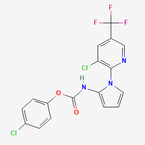 molecular formula C17H10Cl2F3N3O2 B3035704 (4-氯苯基) N-[1-[3-氯-5-(三氟甲基)吡啶-2-基]吡咯-2-基]氨基甲酸酯 CAS No. 338407-79-7