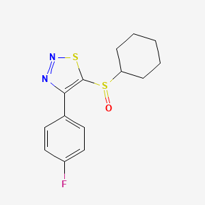 molecular formula C14H15FN2OS2 B3035709 5-Cyclohexylsulfinyl-4-(4-fluorophenyl)thiadiazole CAS No. 338408-88-1