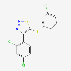 molecular formula C14H7Cl3N2S2 B3035718 5-(3-Chlorophenyl)sulfanyl-4-(2,4-dichlorophenyl)thiadiazole CAS No. 338409-80-6