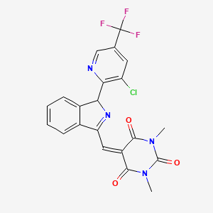 molecular formula C21H14ClF3N4O3 B3035719 5-[[3-[3-chloro-5-(trifluoromethyl)pyridin-2-yl]-3H-isoindol-1-yl]methylidene]-1,3-dimethyl-1,3-diazinane-2,4,6-trione CAS No. 338409-95-3