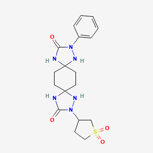 molecular formula C18H24N6O4S B3035732 2-(1,1-Dioxotetrahydro-1H-1lambda6-thiophen-3-yl)-10-phenyl-1,2,4,9,10,12-hexaazadispiro(4.2.4.2)tetradecane-3,11-dione CAS No. 338411-74-8
