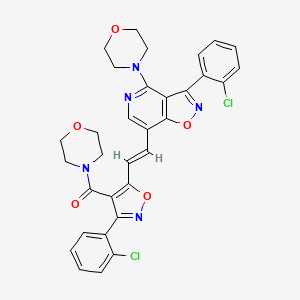 molecular formula C32H27Cl2N5O5 B3035734 [3-(2-chlorophenyl)-5-[(E)-2-[3-(2-chlorophenyl)-4-morpholin-4-yl-[1,2]oxazolo[4,5-c]pyridin-7-yl]ethenyl]-1,2-oxazol-4-yl]-morpholin-4-ylmethanone CAS No. 338411-89-5