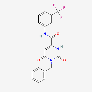 molecular formula C19H14F3N3O3 B3035749 1-benzyl-6-hydroxy-2-oxo-N-[3-(trifluoromethyl)phenyl]-1,2-dihydro-4-pyrimidinecarboxamide CAS No. 338412-63-8