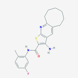 molecular formula C21H22FN3OS B303575 3-amino-N-(5-fluoro-2-methylphenyl)-5,6,7,8,9,10-hexahydrocycloocta[b]thieno[3,2-e]pyridine-2-carboxamide 