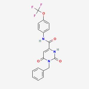 molecular formula C19H14F3N3O4 B3035750 1-benzyl-6-hydroxy-2-oxo-N-[4-(trifluoromethoxy)phenyl]-1,2-dihydro-4-pyrimidinecarboxamide CAS No. 338412-65-0