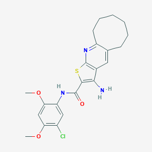 molecular formula C22H24ClN3O3S B303576 3-amino-N-(5-chloro-2,4-dimethoxyphenyl)-5,6,7,8,9,10-hexahydrocycloocta[b]thieno[3,2-e]pyridine-2-carboxamide 