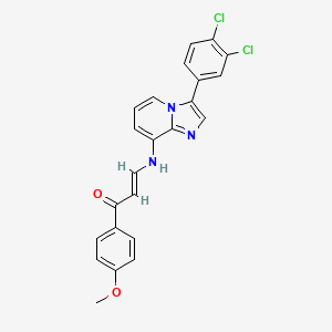 (E)-3-[[3-(3,4-dichlorophenyl)imidazo[1,2-a]pyridin-8-yl]amino]-1-(4-methoxyphenyl)prop-2-en-1-one