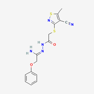 2-[(4-cyano-5-methyl-3-isothiazolyl)sulfanyl]-N'-(2-phenoxyethanimidoyl)acetohydrazide