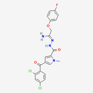 molecular formula C21H17Cl2FN4O3 B3035783 4-(2,4-dichlorobenzoyl)-N'-[2-(4-fluorophenoxy)ethanimidoyl]-1-methyl-1H-pyrrole-2-carbohydrazide CAS No. 338418-64-7