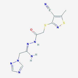 molecular formula C11H12N8OS2 B3035786 2-[(4-cyano-5-methyl-1,2-thiazol-3-yl)sulfanyl]-N'-[2-(1H-1,2,4-triazol-1-yl)ethanimidoyl]acetohydrazide CAS No. 338418-78-3