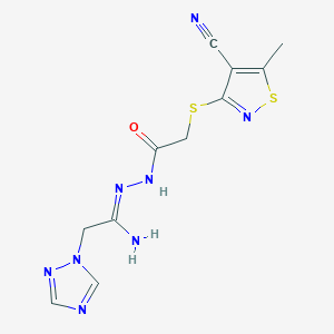 molecular formula C11H12N8OS2 B3035786 2-[(4-氰基-5-甲基-1,2-噻唑-3-基)硫代]-N'-[2-(1H-1,2,4-三唑-1-基)乙酰亚胺基]乙酰肼 CAS No. 338418-78-3