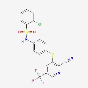 molecular formula C19H11ClF3N3O2S2 B3035795 2-氯-N-(4-{[2-氰基-5-(三氟甲基)-3-吡啶基]硫代基}苯基)苯磺酰胺 CAS No. 338420-12-5
