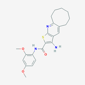 molecular formula C22H25N3O3S B303581 3-amino-N-(2,4-dimethoxyphenyl)-5,6,7,8,9,10-hexahydrocycloocta[b]thieno[3,2-e]pyridine-2-carboxamide 