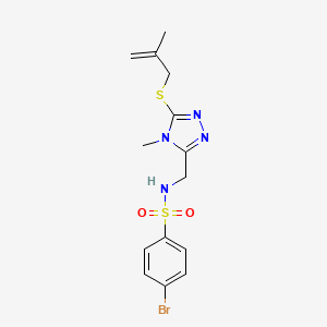 molecular formula C14H17BrN4O2S2 B3035814 4-bromo-N-[[4-methyl-5-(2-methylprop-2-enylsulfanyl)-1,2,4-triazol-3-yl]methyl]benzenesulfonamide CAS No. 338421-60-6