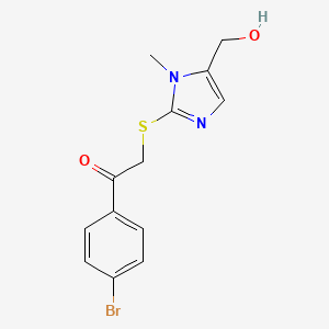 molecular formula C13H13BrN2O2S B3035825 1-(4-bromophenyl)-2-{[5-(hydroxymethyl)-1-methyl-1H-imidazol-2-yl]sulfanyl}-1-ethanone CAS No. 338422-60-9