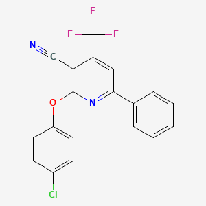 molecular formula C19H10ClF3N2O B3035838 2-(4-Chlorophenoxy)-6-phenyl-4-(trifluoromethyl)nicotinonitrile CAS No. 338749-45-4