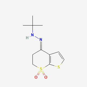 N-[(E)-(7,7-dioxo-5,6-dihydrothieno[2,3-b]thiopyran-4-ylidene)amino]-2-methylpropan-2-amine
