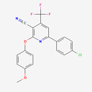 6-(4-Chlorophenyl)-2-(4-methoxyphenoxy)-4-(trifluoromethyl)pyridine-3-carbonitrile