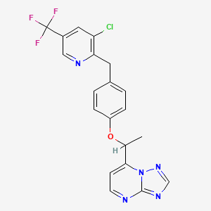 molecular formula C20H15ClF3N5O B3035843 7-[1-[4-[[3-Chloro-5-(trifluoromethyl)pyridin-2-yl]methyl]phenoxy]ethyl]-[1,2,4]triazolo[1,5-a]pyrimidine CAS No. 338750-21-3