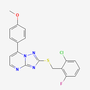 molecular formula C19H14ClFN4OS B3035849 2-[(2-氯-6-氟苯甲基)硫基]-7-(4-甲氧基苯基)[1,2,4]三唑并[1,5-a]嘧啶 CAS No. 338751-45-4
