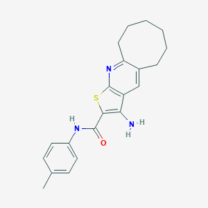 molecular formula C21H23N3OS B303585 3-amino-N-(4-methylphenyl)-5,6,7,8,9,10-hexahydrocycloocta[b]thieno[3,2-e]pyridine-2-carboxamide 