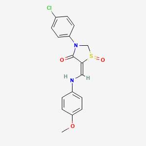 (5E)-3-(4-chlorophenyl)-5-[(4-methoxyanilino)methylidene]-1-oxo-1,3-thiazolidin-4-one
