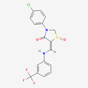 (5E)-3-(4-chlorophenyl)-1-oxo-5-[[3-(trifluoromethyl)anilino]methylidene]-1,3-thiazolidin-4-one