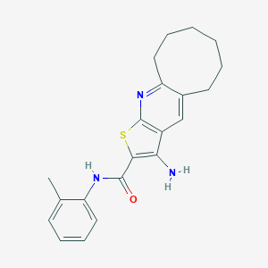 molecular formula C21H23N3OS B303586 3-amino-N-(2-methylphenyl)-5,6,7,8,9,10-hexahydrocycloocta[b]thieno[3,2-e]pyridine-2-carboxamide 