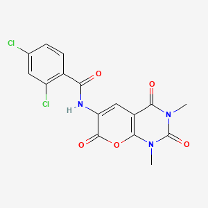 molecular formula C16H11Cl2N3O5 B3035864 2,4-二氯-N-(1,3-二甲基-2,4,7-三氧代吡喃并[2,3-d]嘧啶-6-基)苯甲酰胺 CAS No. 338755-87-6