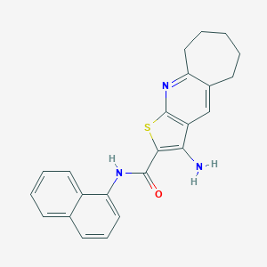 molecular formula C23H21N3OS B303587 3-amino-N-(1-naphthyl)-6,7,8,9-tetrahydro-5H-cyclohepta[b]thieno[3,2-e]pyridine-2-carboxamide 
