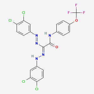 molecular formula C21H12Cl4F3N5O2 B3035873 (2Z)-2-[(3,4-Dichlorophenyl)diazenyl]-2-[(3,4-dichlorophenyl)hydrazinylidene]-N-[4-(trifluoromethoxy)phenyl]acetamide CAS No. 338758-42-2