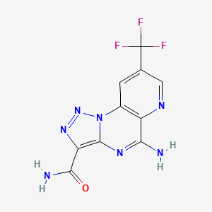 molecular formula C10H6F3N7O B3035874 5-氨基-8-(三氟甲基)吡啶并[2,3-e][1,2,3]三唑并[1,5-a]嘧啶-3-甲酰胺 CAS No. 338758-72-8