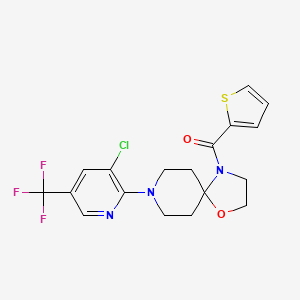 molecular formula C18H17ClF3N3O2S B3035877 {8-[3-Chloro-5-(trifluoromethyl)-2-pyridinyl]-1-oxa-4,8-diazaspiro[4.5]dec-4-yl}(2-thienyl)methanone CAS No. 338761-10-7