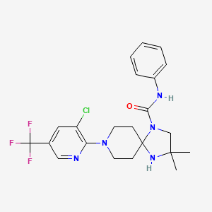 molecular formula C22H25ClF3N5O B3035880 8-[3-chloro-5-(trifluoromethyl)pyridin-2-yl]-2,2-dimethyl-N-phenyl-1,4,8-triazaspiro[4.5]decane-4-carboxamide CAS No. 338761-60-7